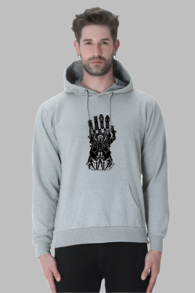 "Metal Glove" Printed Premium Grey Hoodie