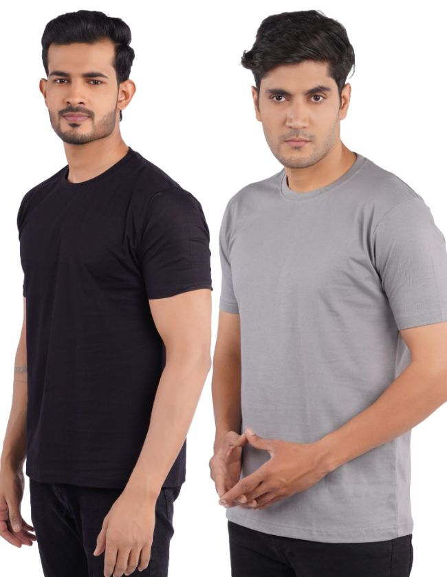 Black & Steel Grey Crew Neck Combo