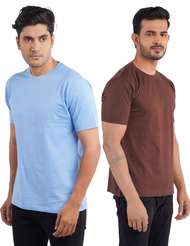 Electric Blue & Coffee Crew Neck Combo