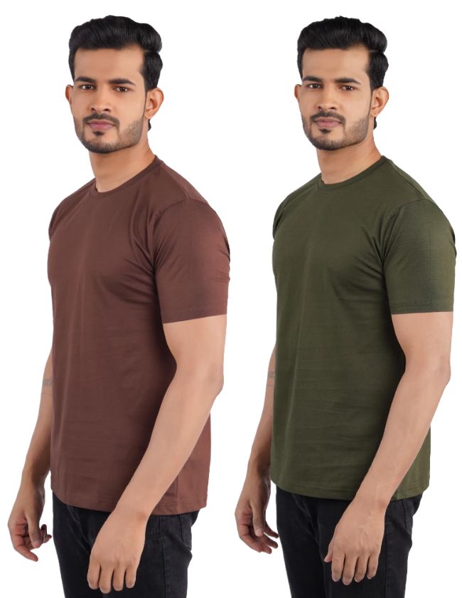 Coffee & Olive Crew Neck Combo