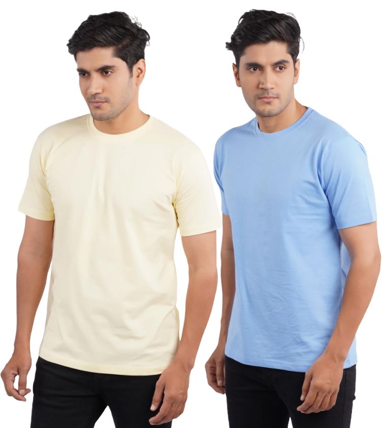 Lemon & Electric Blue Crew Neck Combo