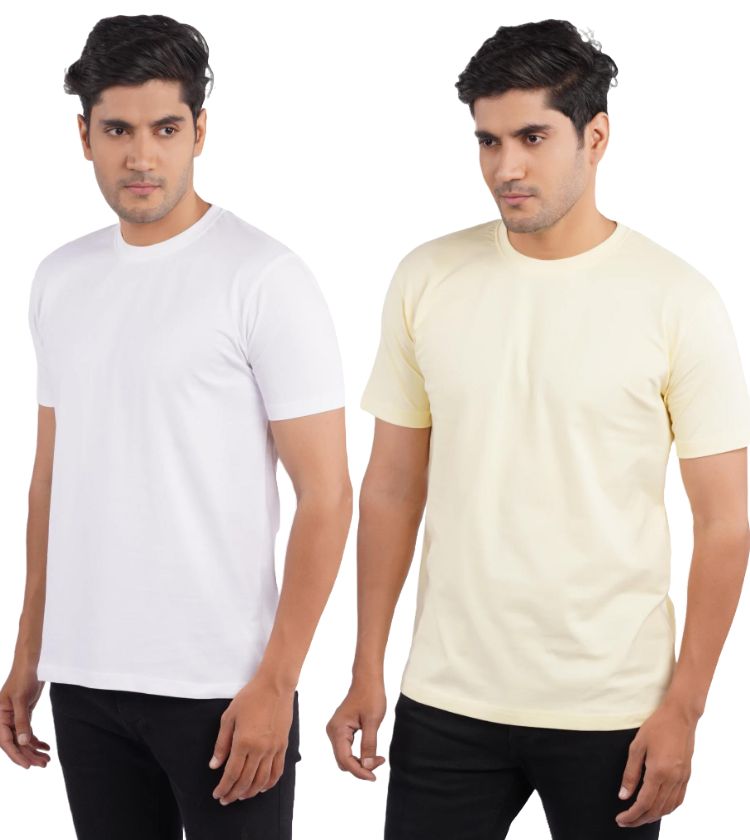 White & Lemon Crew Neck Combo