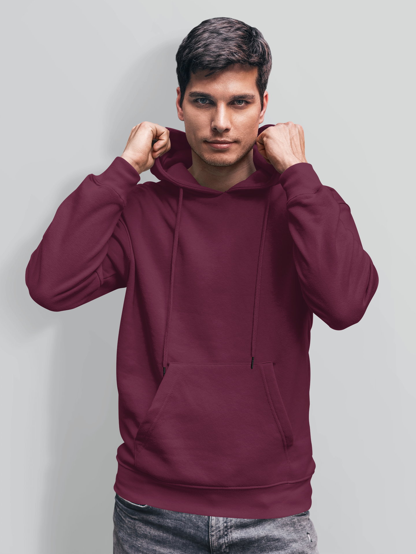 Premium Maroon Solid Hoodie
