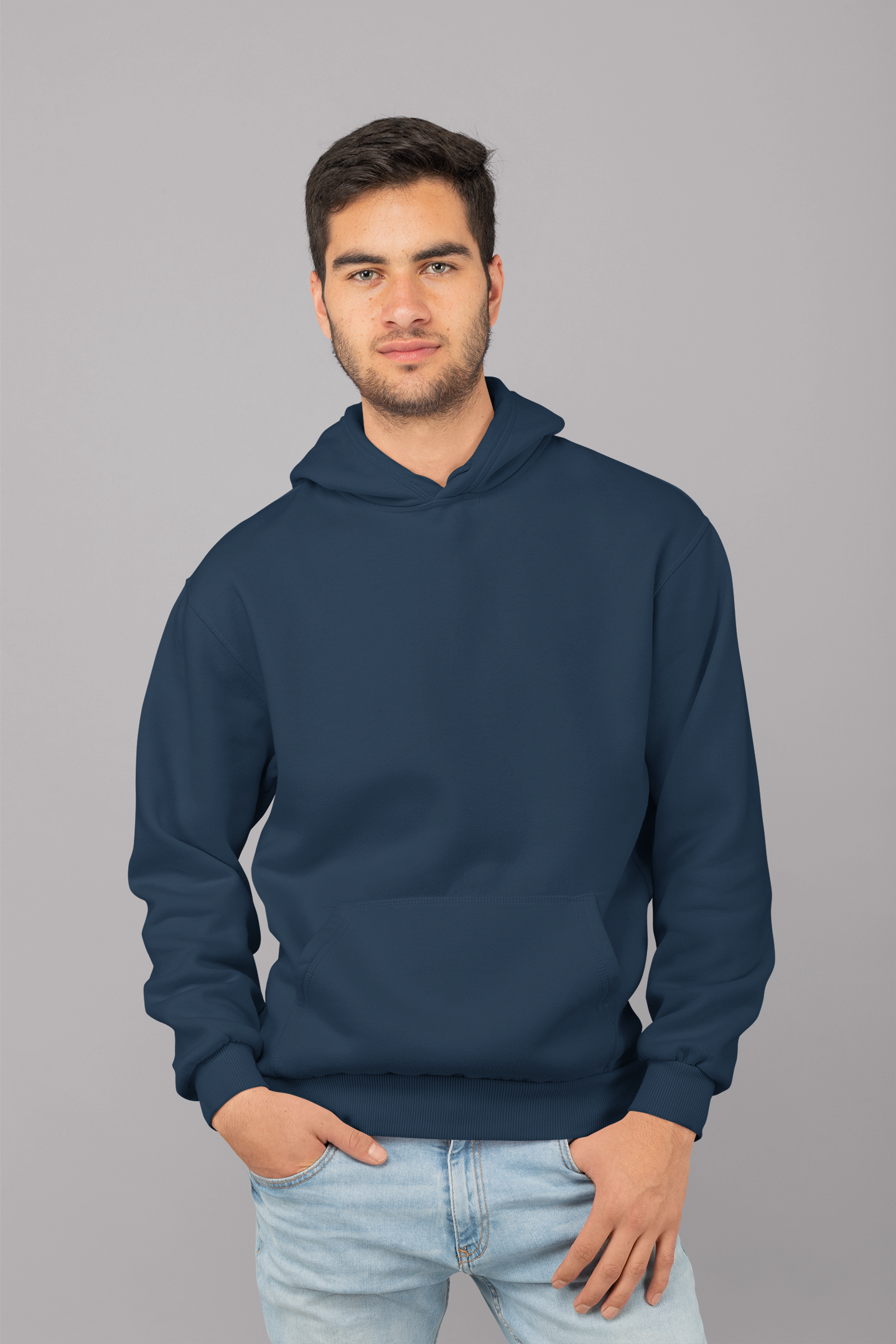 Premium Navy Blue Solid Hoodie