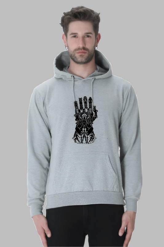 "Metal Glove" Printed Premium Grey Hoodie