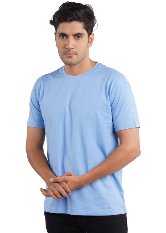 Premium Electric Blue Crew Neck T-Shirt