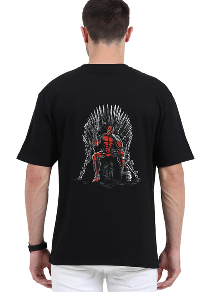 Cartoon Printed Black Oversize T-Shirt