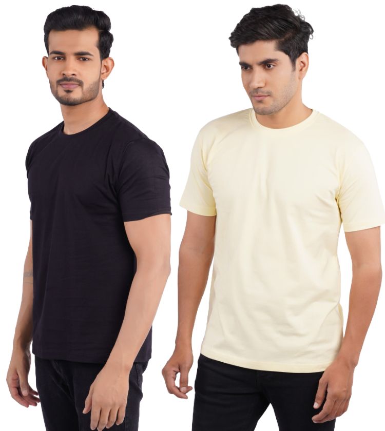 Black & Lemon Crew Neck Combo