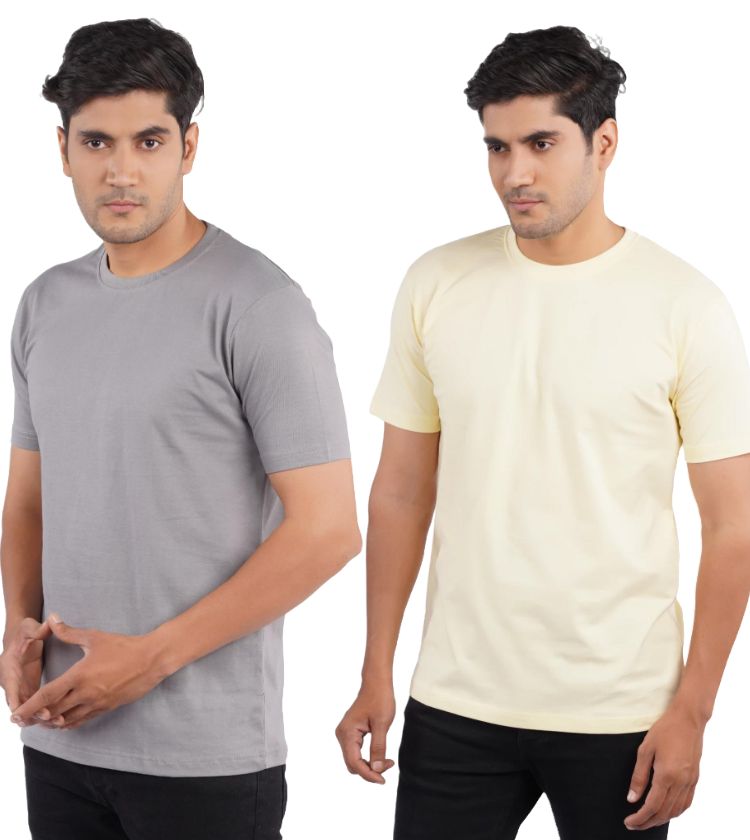 Grey & Lemon Crew Neck Combo
