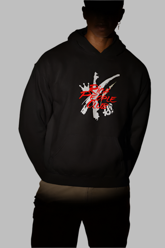"Rich People Club" Premium Printed Black Hoodie